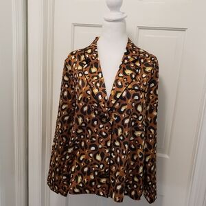 NWT Express X Lady Gang Cheetah Print Satin Feel Pajama Top Size Medium